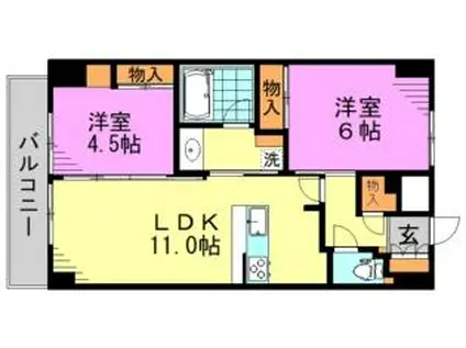 バウスフラッツ高円寺(2LDK/8階)の間取り写真