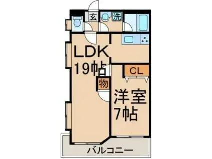 GRANDSLAM青梅(1LDK/3階)の間取り写真