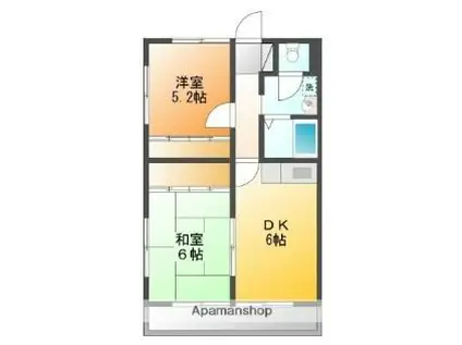 島田第3マンション(2DK/2階)の間取り写真