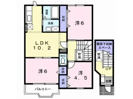 アイリスコートB(3LDK/2階)の間取り写真