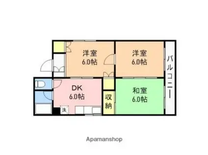 アベニュー藤見町(3DK/1階)の間取り写真