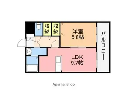 アビタシオン(1LDK/2階)の間取り写真