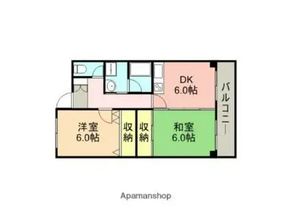 第二スカイマンション青嵐(2DK/2階)の間取り写真