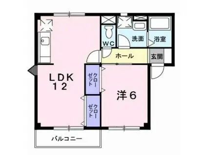 ビバーチェA(1LDK/2階)の間取り写真