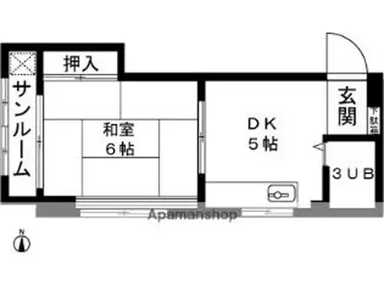 ハイツ松永(1DK/2階)の間取り写真