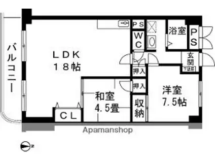 旭町いづみプラザ(2LDK/3階)の間取り写真