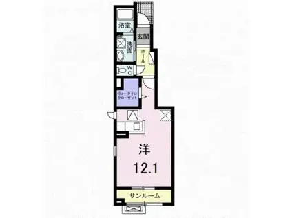 カーサアルザ(ワンルーム/1階)の間取り写真