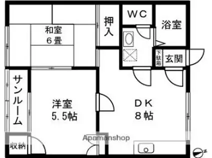 コーポラス志賀(2DK/1階)の間取り写真