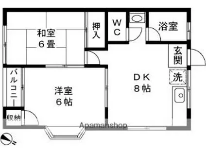 メゾン志賀21(2DK/1階)の間取り写真