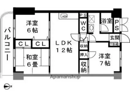 旭町いづみプラザ(3LDK/7階)の間取り写真