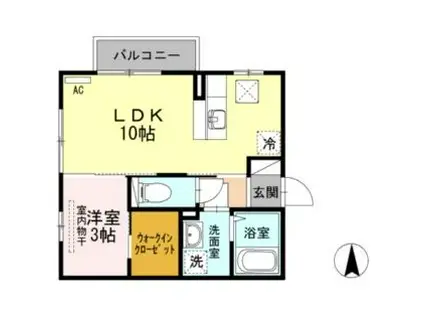 エスポワール前田B(1LDK/1階)の間取り写真