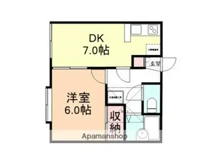 ファシーネ横田(1DK/2階)の間取り写真