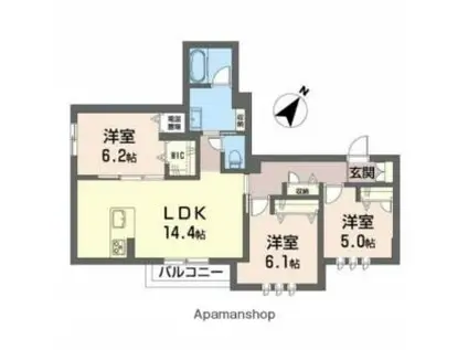 富山地方鉄道上滝線 大泉駅(富山) 徒歩10分 2階建 新築(3LDK/2階)の間取り写真