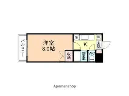 富山地方鉄道2系統 新富町駅(富山) 徒歩9分 3階建 築26年(1K/3階)の間取り写真