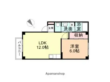 万葉線 江尻駅 徒歩22分 2階建 築28年(1LDK/1階)の間取り写真