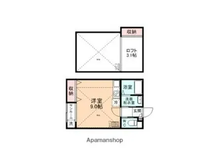 FIRST SQUARE A棟(ワンルーム/2階)の間取り写真