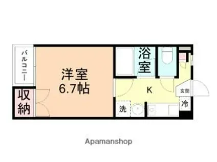 JR城端線 戸出駅 徒歩15分 3階建 築35年(1K/3階)の間取り写真