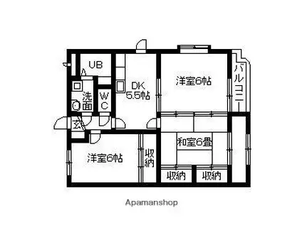 パ-ルシティK・F(3DK/3階)の間取り写真