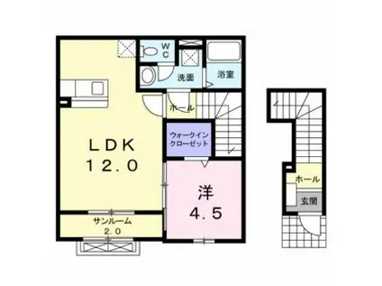 アイリスS(1LDK/2階)の間取り写真