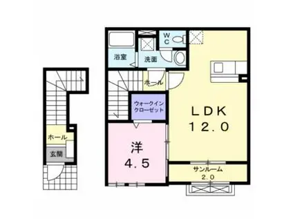 コーポサンパ-ル(1LDK/2階)の間取り写真