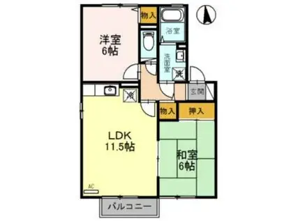 扇山パークA(2LDK/2階)の間取り写真