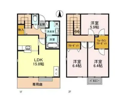 リースランドネオス春日弐番館　Ｃ(3LDK)の間取り写真