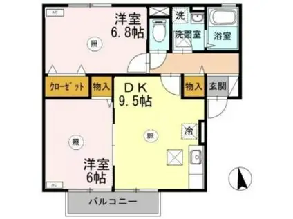 コーポラスITOIIIA(2DK/1階)の間取り写真