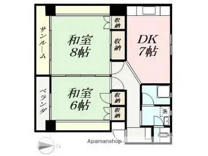 石塚マンションA(2DK/1階)の間取り写真