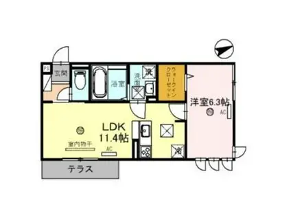 福井鉄道福武線 水落駅 徒歩10分 3階建 築2年(1LDK/1階)の間取り写真
