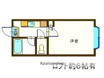 JR中央本線 甲府駅 徒歩12分 2階建 築31年(1K/1階)の間取り写真