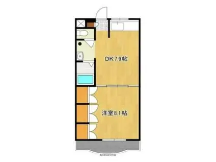 JR中央本線 甲府駅 徒歩42分 3階建 築36年(1DK/2階)の間取り写真