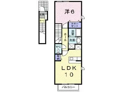 エレガント ハウス K(1LDK/2階)の間取り写真