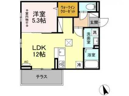 DーROOM清水新居II(1LDK/1階)の間取り写真