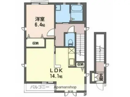 アベニュー日垣田IID・E(1LDK/2階)の間取り写真