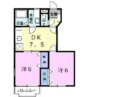 ソシアルコート香貫I(2DK/1階)の間取り写真