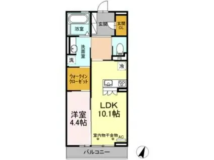 KMT沙稀(1LDK/2階)の間取り写真