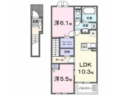 ルーチェ(2LDK/2階)の間取り写真