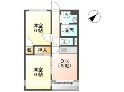 サンハイム徳倉(2DK/3階)の間取り写真