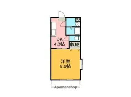 ビュー西富士(1DK/3階)の間取り写真
