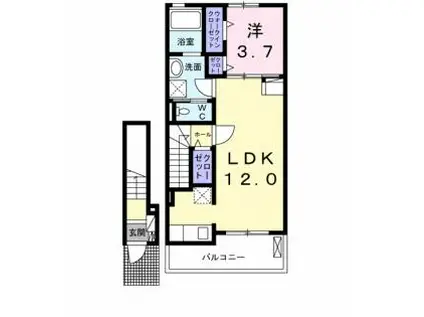 アンソレイユ(1LDK/2階)の間取り写真