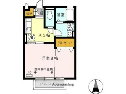 メゾン左富士A(1K/2階)の間取り写真