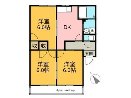 SAKURA HOUSE A(3DK/2階)の間取り写真