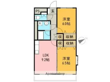 JR身延線 富士宮駅 バス乗車時間：16分 出水バス停で下車 徒歩4分 3階建 築22年(2LDK/3階)の間取り写真