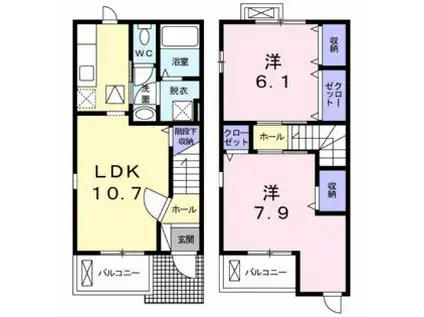 サニービレッジ菊川(2LDK/1階)の間取り写真