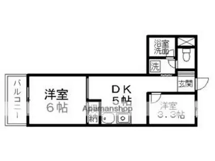 エスカイア中田(2DK/2階)の間取り写真