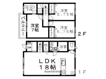 紫風荘 A棟(3LDK/2階)の間取り写真
