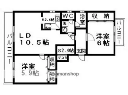 パークマンション常磐町(2SLDK/8階)の間取り写真