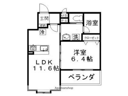 グランドソレーユ南町(1LDK/5階)の間取り写真