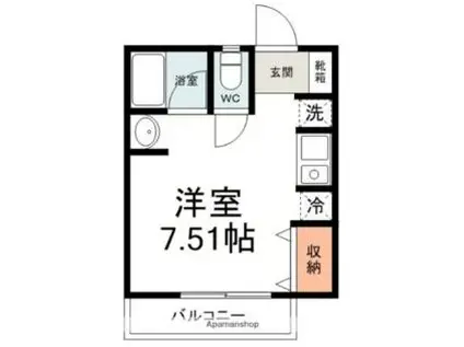 カーサ草薙(ワンルーム/1階)の間取り写真