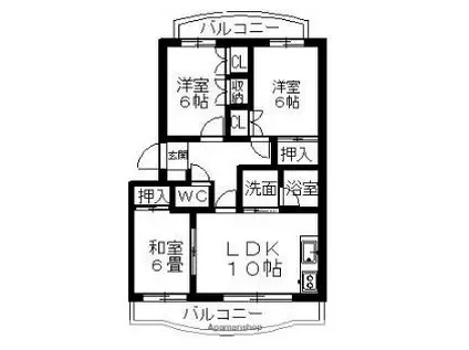 ポルタ草薙B(3LDK/2階)の間取り写真